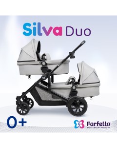 Коляска трансформер для двойни Silva Duo светло серый Farfello