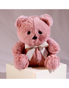 Мягкая игрушка Медвежонок с бантиком 20 см цвет розовый Nobrand