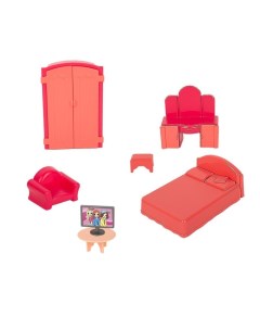 Набор мебели для кукол Спальня 6 предметов пластик У366 Стром