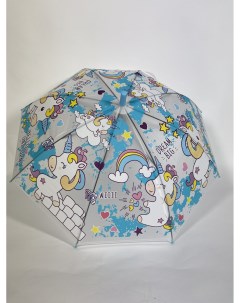 Зонт полуавтомат детский Единорог голубой Rainproof