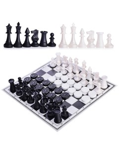 Шахматы обиходные пластиковые шашки с шахматным полем картон в пакете Mpsport