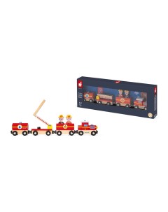 Поезд на магнитах Пожарные с деревянными фигурками J08590 Janod