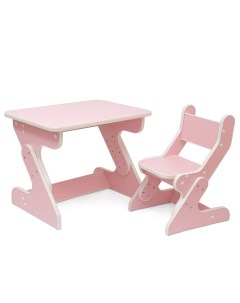 Комплект растущей детской мебели стол и стул Деревянный цвет розовый Бим-бим