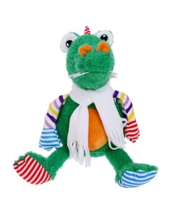 Мягкая игрушка Крокодил Роб в белом флисовом шарфе 20 см Unaky soft toy