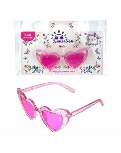 Солнцезащитные очки для детей в форме сердца с шиммером розовый Lukky fashion