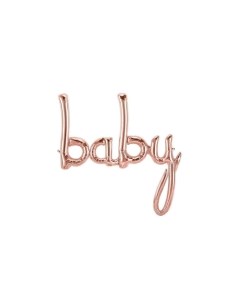 Шар фольгированный 16 мини надпись Baby розовое золото Falali