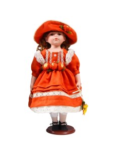Кукла коллекционная Вера в ярко оранжевом платье 40см YF 161224 Кнр