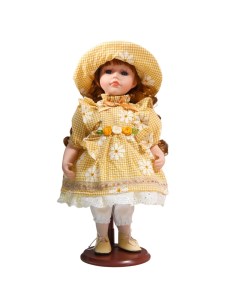 Кукла коллекционная Маша в желтом платье в клетку 30см Кнр