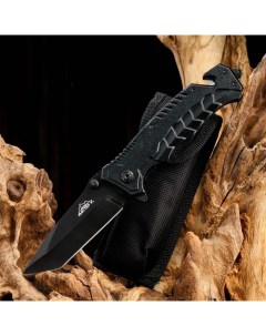 Нож складной полуавтоматический Акула клинок 9см со стропорезом и стеклобоем Мастер к.