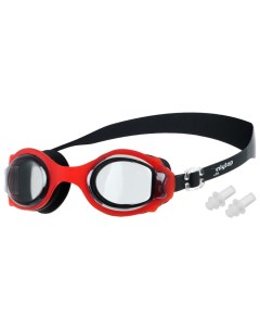 Очки для плавания ONLYTOP детские с берушами черные с красной оправой 2500 Onlitop