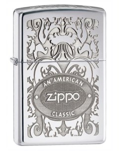 Зажигалка Crown Stamp High Polish Chrome латунь сталь серебристая 38x13x57 мм Zippo