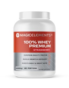 Протеин 100 Whey Premium 2000 гр клубника Magic elements