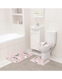 Набор ковриков для ванной и туалета Фло 3 шт 50x80 см 50x40 см 38x43 см Доляна