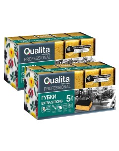 Губки для мытья посуды EXTRA STRONG 5 шт х 2 упаковки Qualita