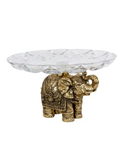 Фруктовница Слон индийский Бронза со стеклянной чашей Bogacho