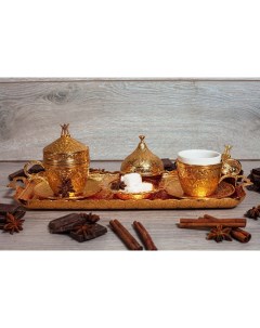 Турецкий набор для кофе золото Shampurs