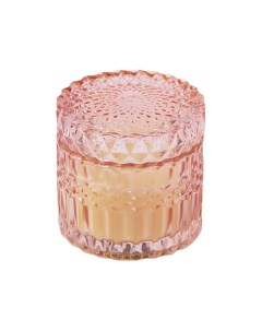 Свеча в стеклянной шкатулке КРИСТАЛИ нежно розовая 9 см International Koopman