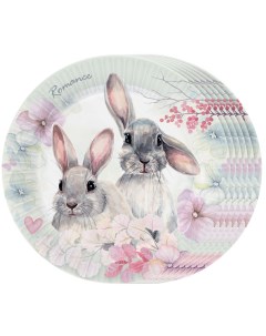 Набор одноразовых тарелок Кролики пастель диаметр 180мм 6шт Nd play