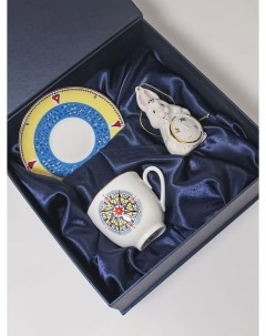 Новогодний набор Чашка с блюдцем и ёлочная игрушка Ручная работа Императорский подарок