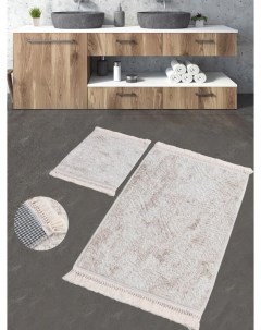 Набор ковриков для ванной с бахромой KV416 BUKET SACAKLI бежевый 50х60 60х100 Karven