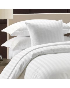 Комплект постельного белья Евро из страйп сатина премиум Белый Текстиль отель