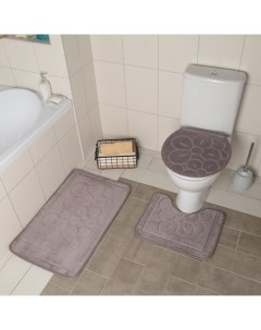 Набор ковриков для ванны и туалета 3 шт 36x43 40x50 50x80 см цвет серый Доляна
