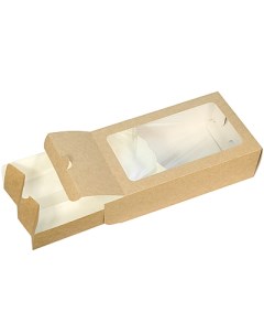 Коробка для пирожных GDC с окном картон крафт 180х110х55 мм 50шт Doeco