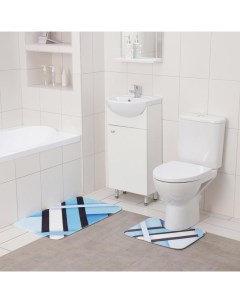 Набор ковриков для ванны и туалета Полосатый 2 шт 40x50 50x80 см Доляна