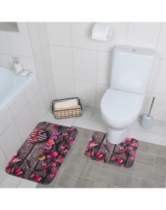 Набор ковриков для ванной и туалета Ля мур 2 шт 40x45 45x75 см Доляна