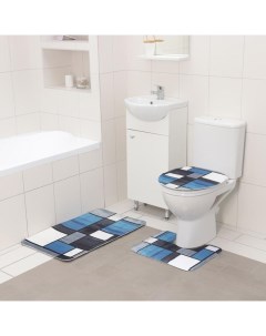 Набор ковриков для ванны и туалетаПалитра 3 шт 50x80 см 50x40 см 31x43 см Доляна