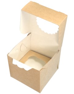 Коробка для пирожных с окном крафт ОП ECOMUF1 100х100х100мм 25 шт Doeco