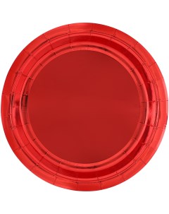 Тарелки бумажные одноразовые Красный металлик 18 см 6 шт Волна веселья