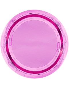 Тарелки бумажные одноразовые Розовый металлик 18 см 6 шт Волна веселья