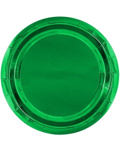 Тарелки бумажные одноразовые Зеленый металлик 18 см 6 шт Волна веселья