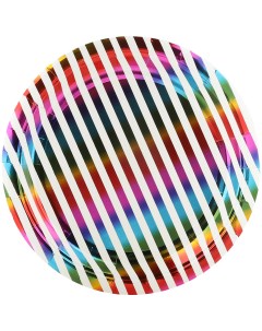 Тарелки бумажные одноразовые Радужные полосы 6 шт Волна веселья