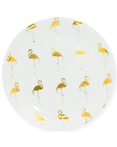 Тарелки бумажные одноразовые Золотой фламинго 6 шт Волна веселья
