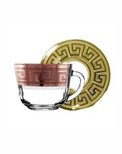 Подарочный чайный набор 12 предметов с алмазной гравировкой Цезарь 200 мл 6 шт Promsiz