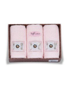 Набор Полотенец 32х50 см 3 шт розовый Soft cotton