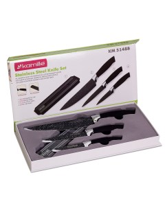 Набор кухонных ножей на магнитной полоске 4 предмета 3 ножа держатель Kamille