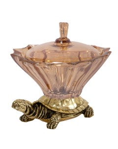 Фруктовница Черепаха Бронза со стеклянной чашей Голд с крышкой Bogacho