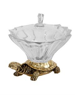 Фруктовница Черепаха Бронза со стеклянной чашей с крышкой Bogacho
