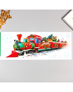 Декоративная наклейка Рождественский поезд статическая 21х53 см Room decor