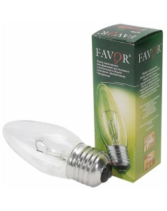 Лампа накаливания E27 60 Вт свеча прозрачная Favor