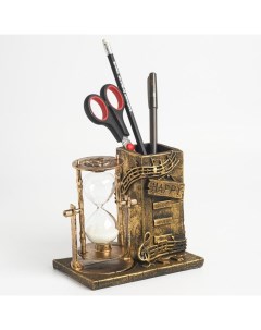 Песочные часы Ноты сувенирные с карандашницей 14 5 х 8 х 13 см Nobrand