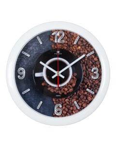 Часы круглые 29 см корпус белый Время для кофе Рубин