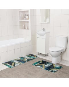 Набор ковриков для ванны и туалета Малахит 2 шт 45x120 45x75 см Доляна