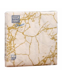 Салфетки бумажные Bouquet Home Collection Classic Мрамор золото на белом 33х33см 20шт Art bouquet