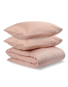 Комплект постельного белья двуспальный из сатина цвета пыльной розы из коллекции Essential Tkano