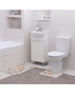 Набор ковриков для ванны и туалета Ракушки 2 шт 40x45 45x75 см Доляна