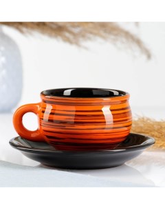 Чашка с блюдцем 0 25л тигровая Борисовская керамика